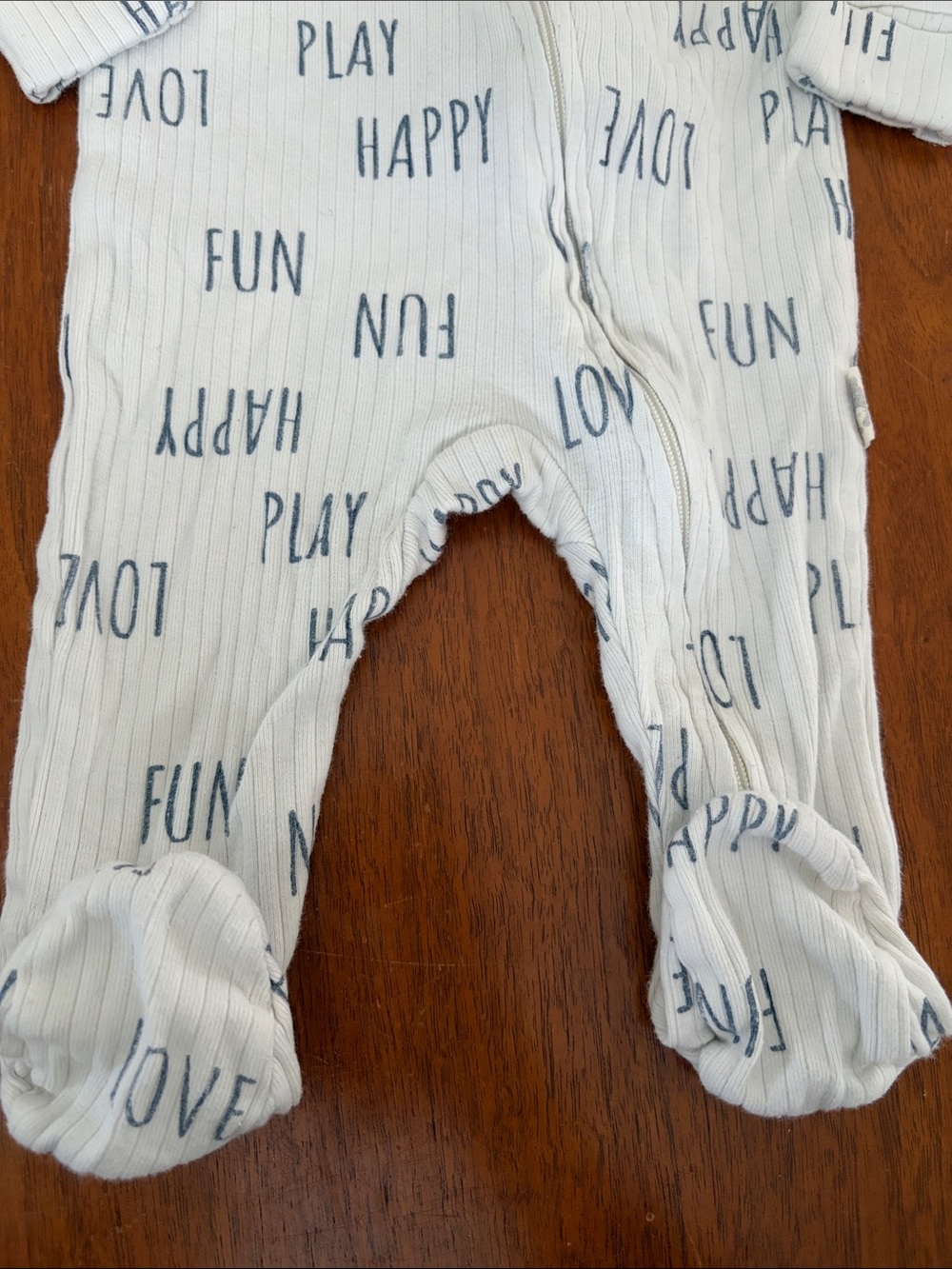 🍊5/$25 Rabbit + Bear Organic Ribbed Footed One-Piece with Navy Lettering - Picture 2 of 6